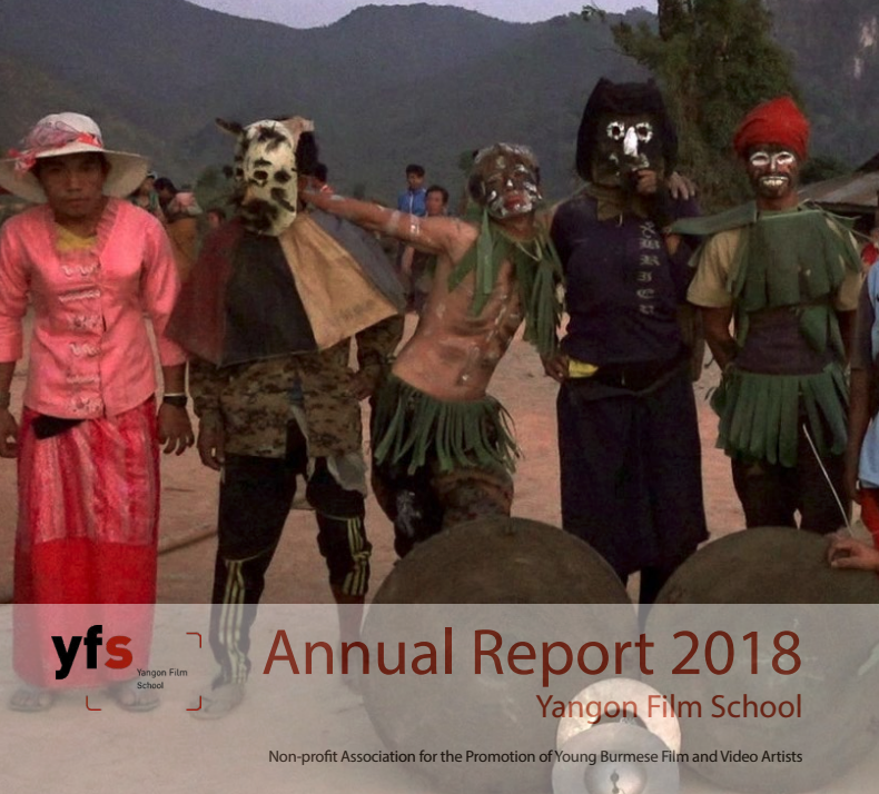 Ruutukaappaus Yangon Film Schoolin vuosiraportin kannesta