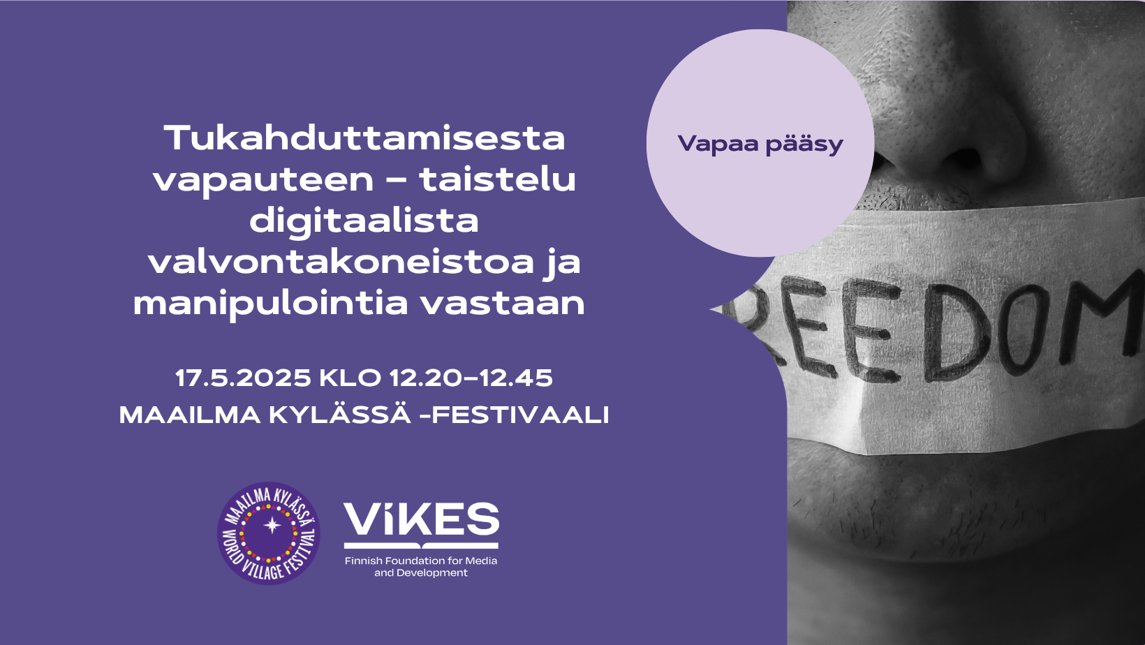 Maailma kylässä -festivaalin tapahtumabanneri