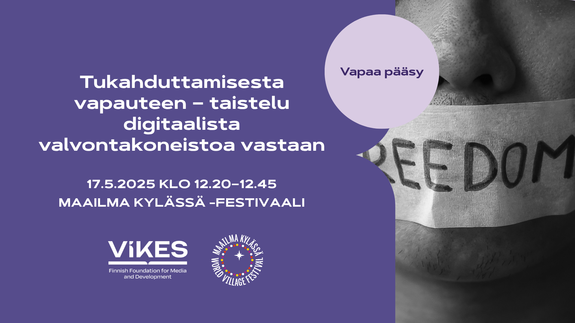 Maailma kylässä -festivaalin tapahtumabanneri
